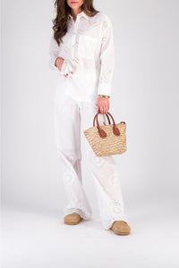 Mex shirt with broderie anglaise - White