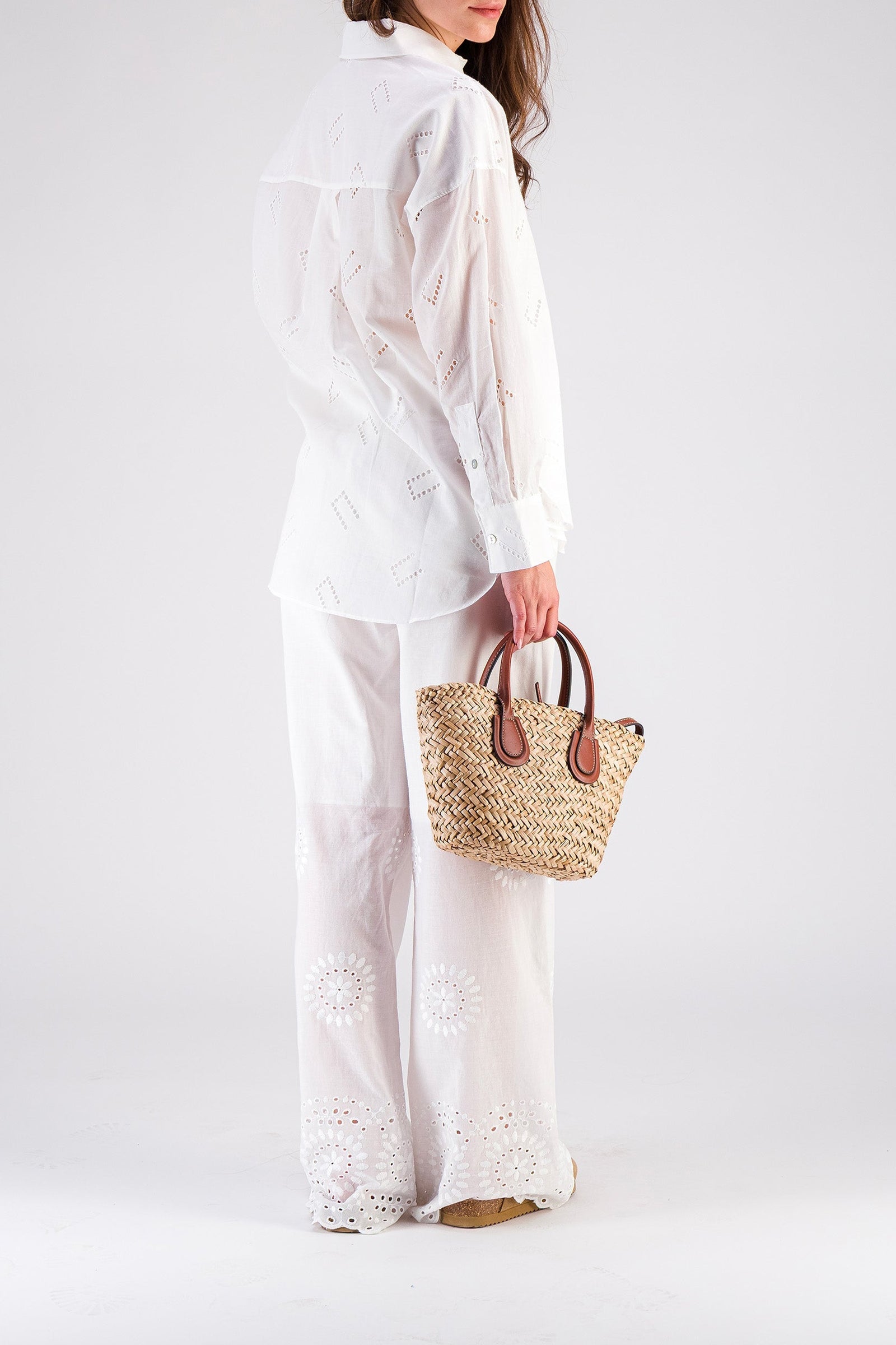 Mex shirt with broderie anglaise - White