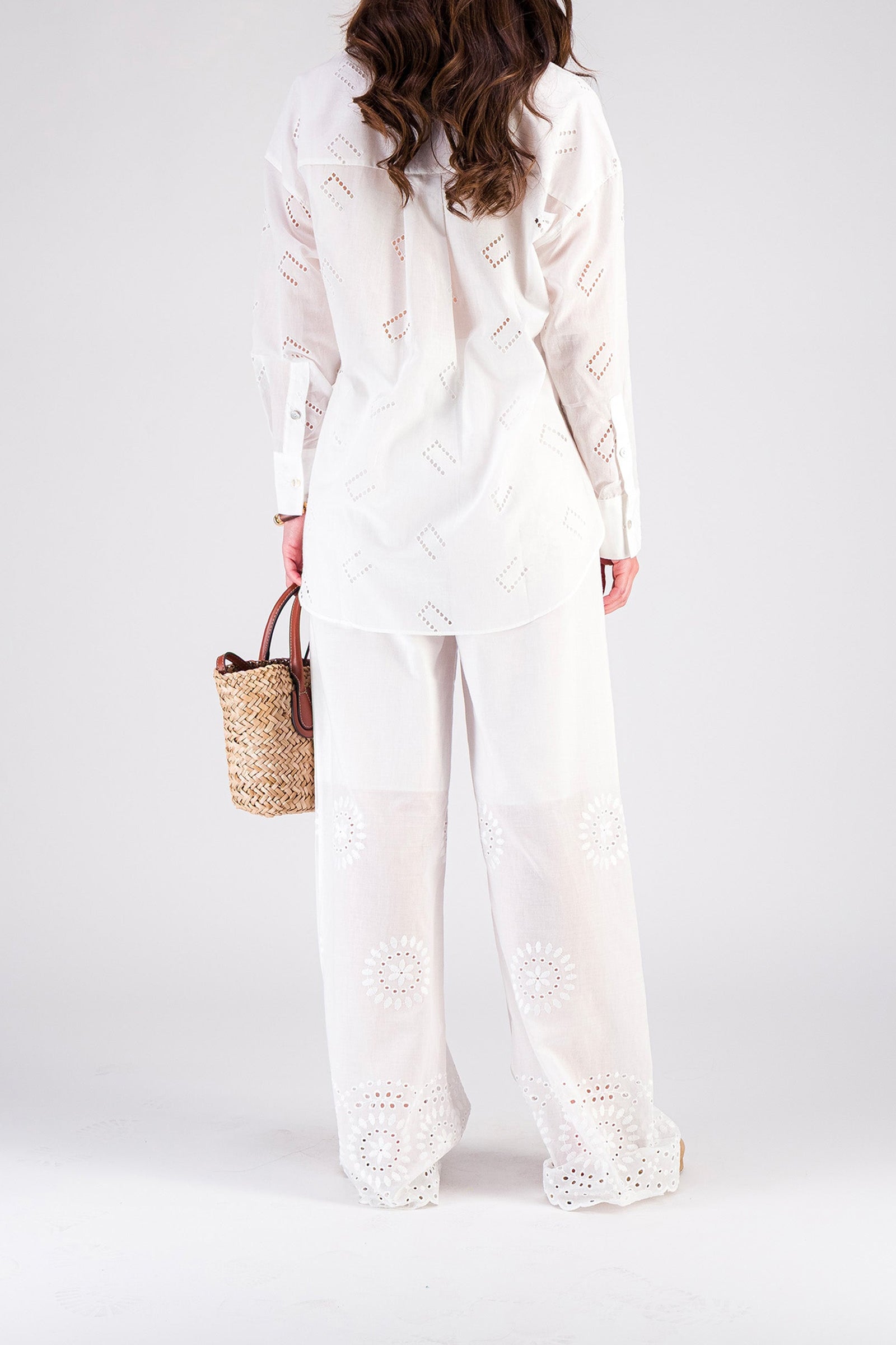 Mex shirt with broderie anglaise - White