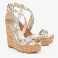 Sandales compensées Portia 120 en cuir - Light Khaki
