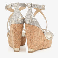 Sandales compensées Portia 120 en cuir - Light Khaki