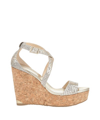 Sandales compensées Portia 120 en cuir - Light Khaki