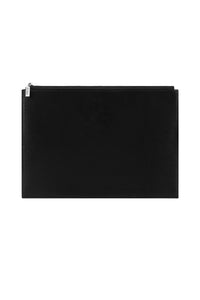 Pochette plate embossée en cuir - Noir