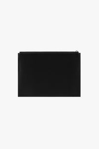 Pochette plate embossée en cuir - Noir