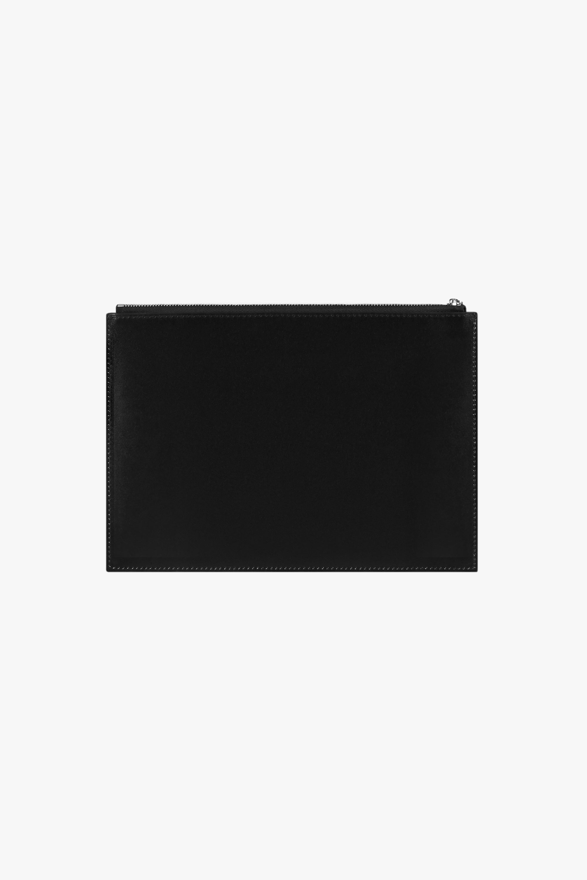 Pochette plate embossée en cuir - Noir