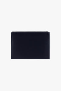 Leather clutch bag with tone-on-tone stitching - Blue