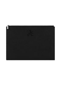Pochette à logo embossé en cuir grainé - Noir