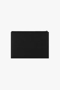 Pochette à logo embossé en cuir grainé - Noir
