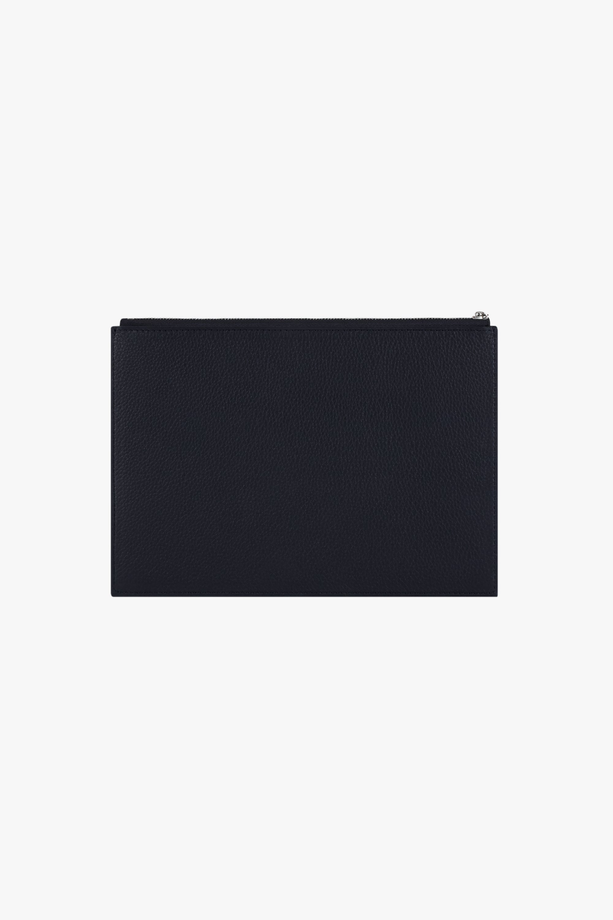 Pochette à texture grainée en cuir - Bleu