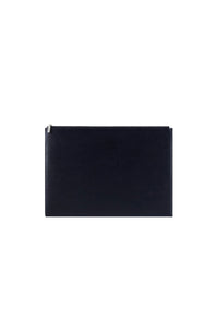 Pochette à texture grainée en cuir - Bleu