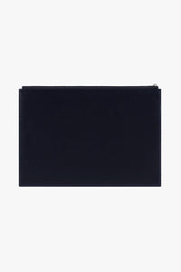 Pochette à texture grainée en cuir - Bleu