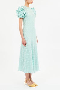 Robe midi Elvia à manches volantées en soie - Beryl