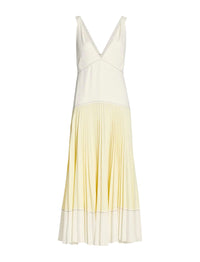 Robe plissée en crêpe - White & Pale Yellow