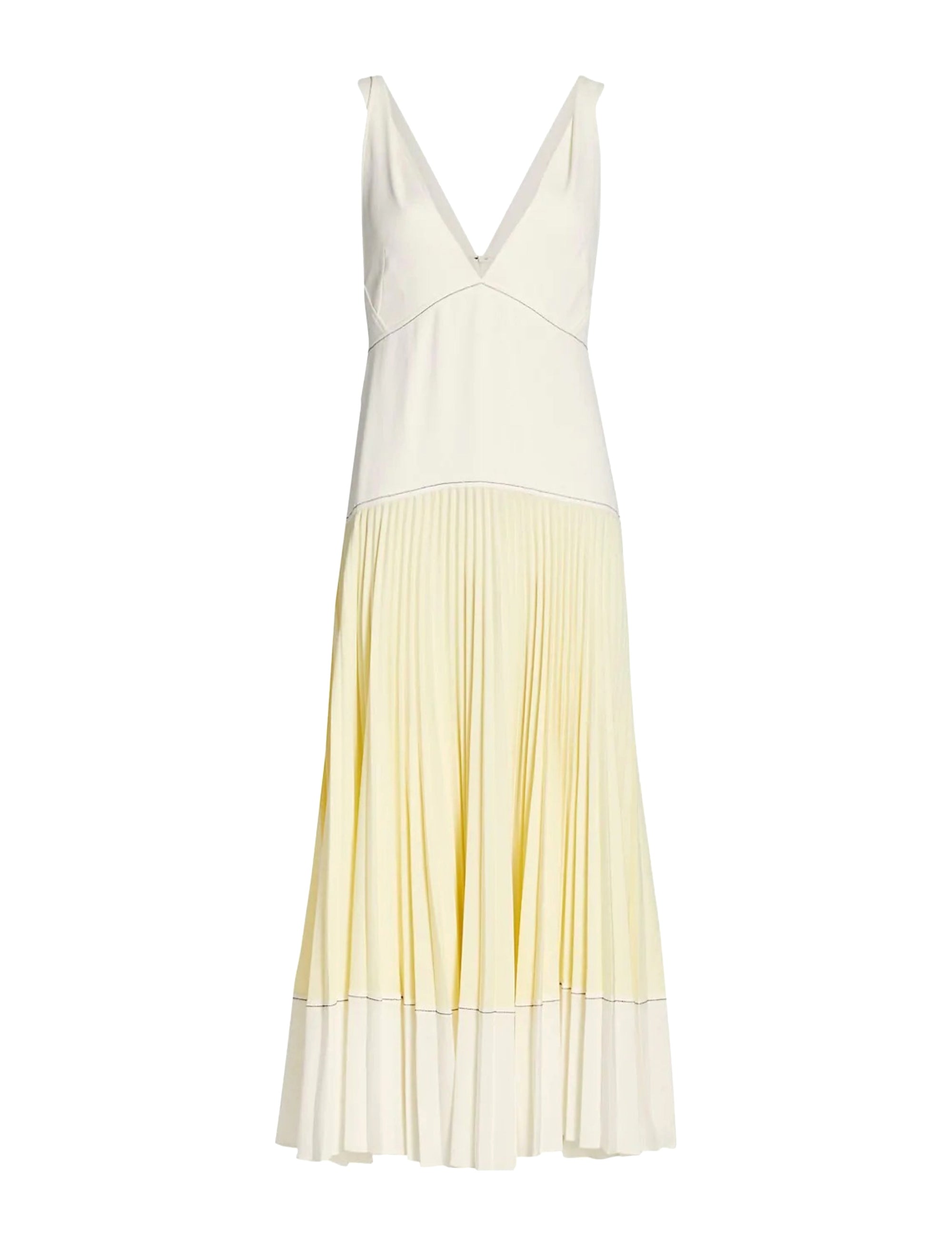 Robe plissée en crêpe - White & Pale Yellow