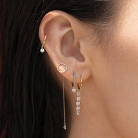 Mono boucle Floating chaînette sertie d'un diamant - Or Blanc