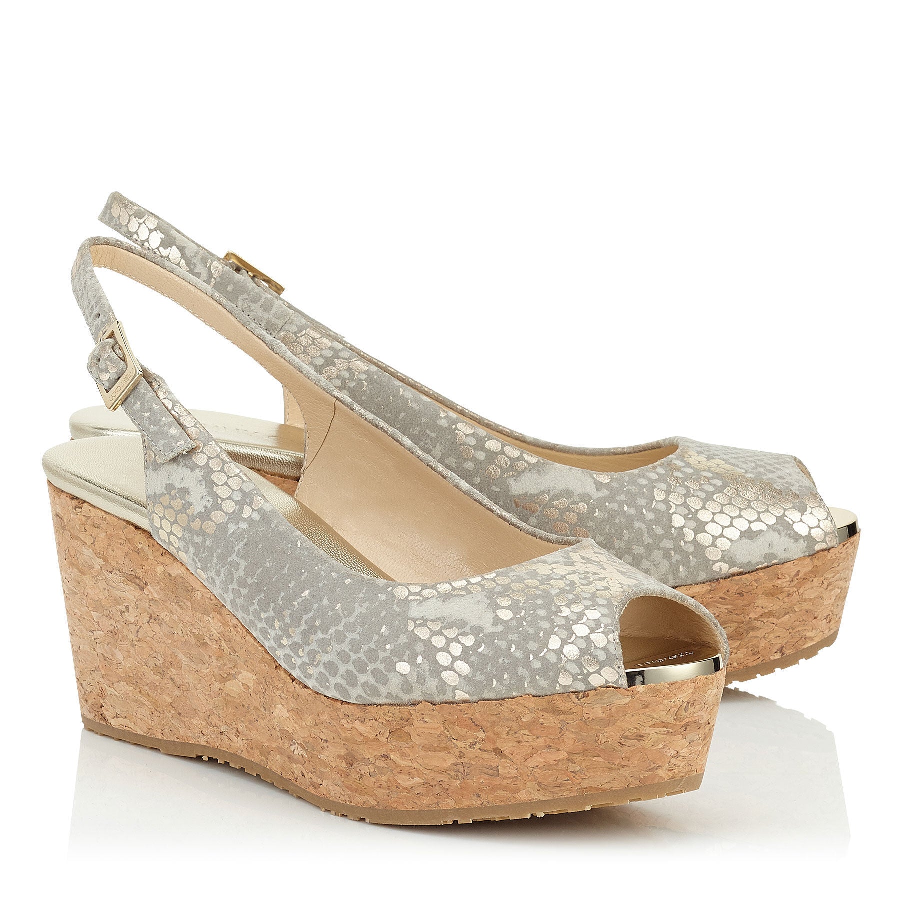 Sandales compensées Praise 70 en cuir - Light Khaki