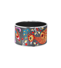 Manchette Diva en émail et plaqué au rhodium - Gris & rouge & rose