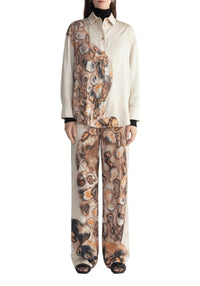 Chemise Prey imprimée en soie mélangée - Clay