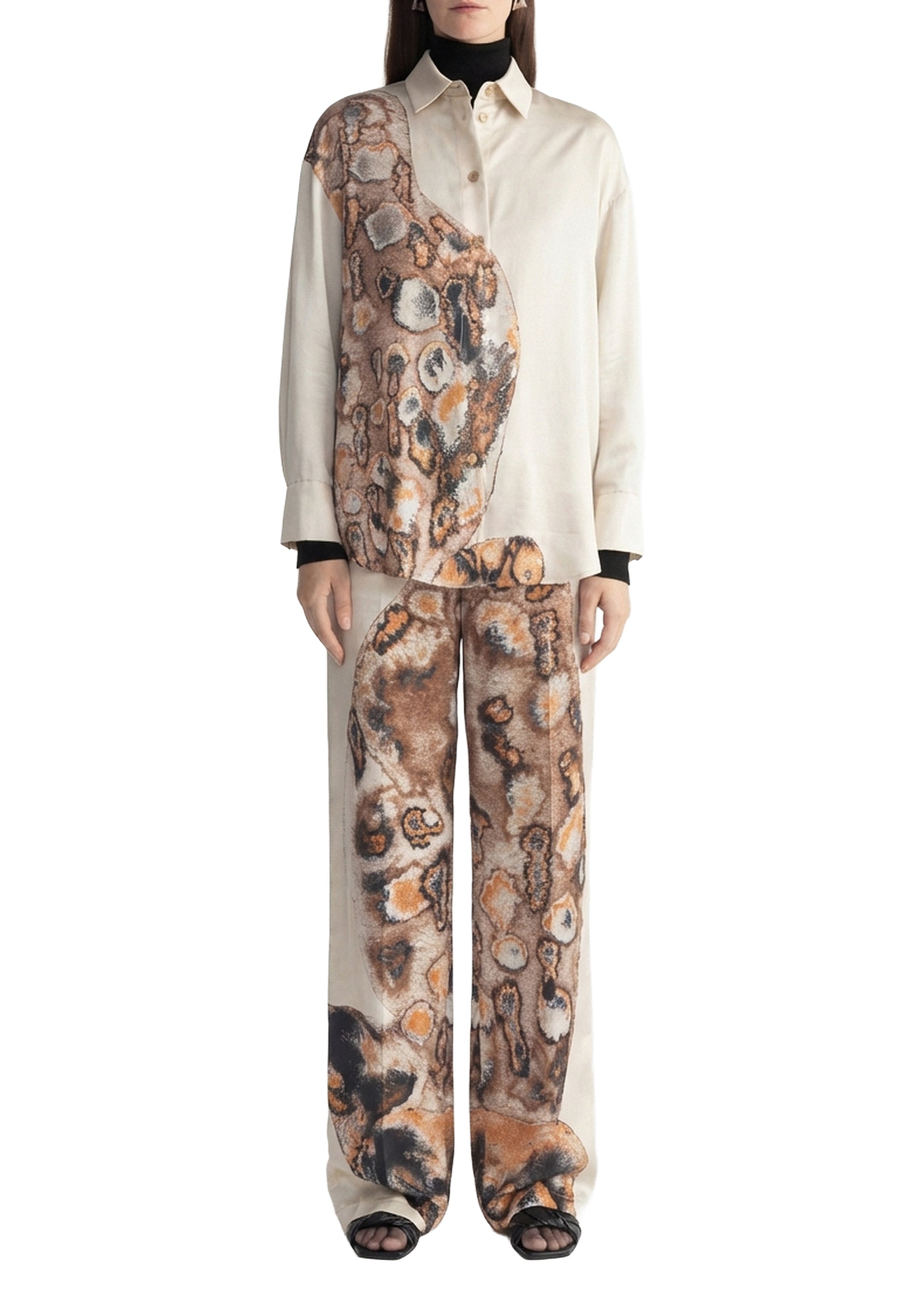 Chemise Prey imprimée en soie mélangée - Clay