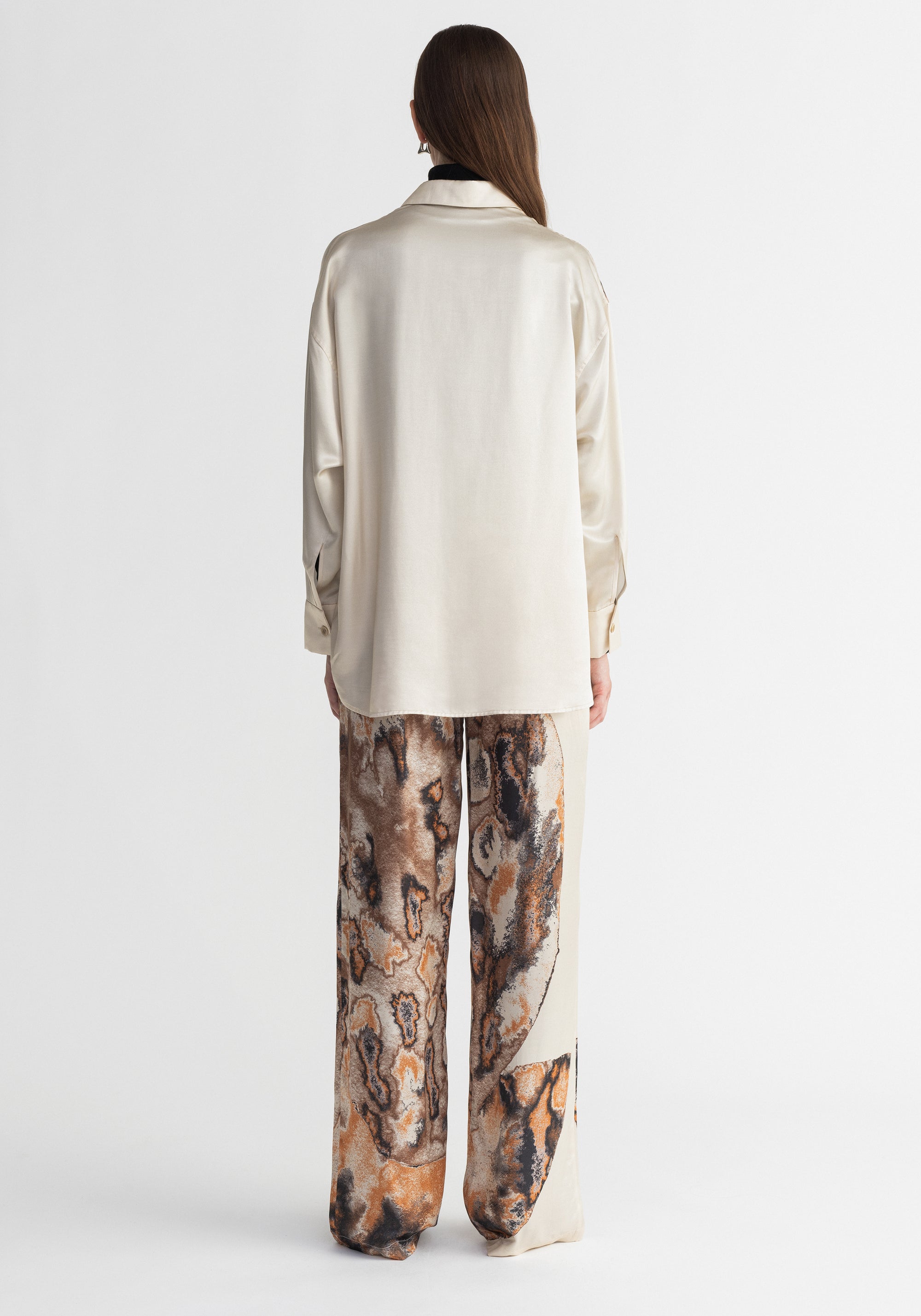 Chemise Prey imprimée en soie mélangée - Clay