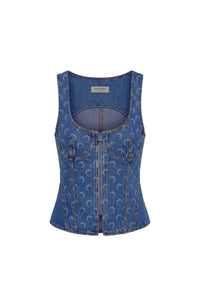 Top corset Moon Laser en denim - Bleu