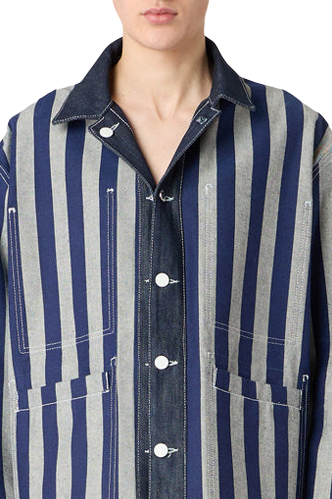 Reversible striped jacket - Denim & Blue