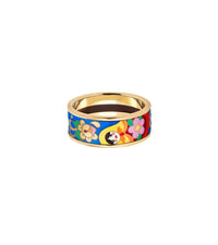 Bague Miss en émail et décoré à l'or - Bleu & gris & orange