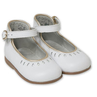 Ballerines perforées à brides en cuir - Blanc
