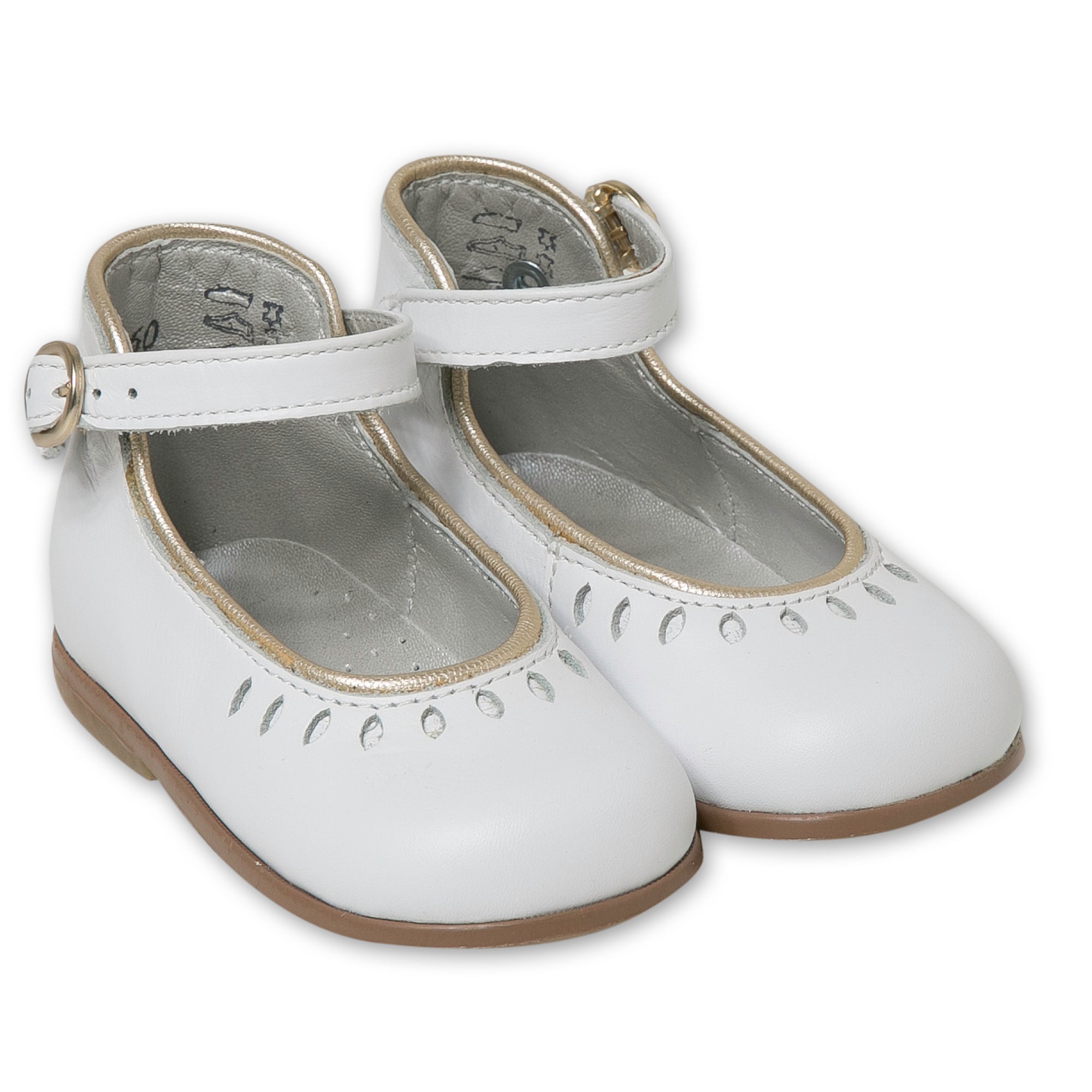 Ballerines perforées à brides en cuir - Blanc