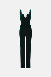 Siren Velvet Jumpsuit - Pine