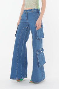 Pantalon cargo - Light Blue Denim
