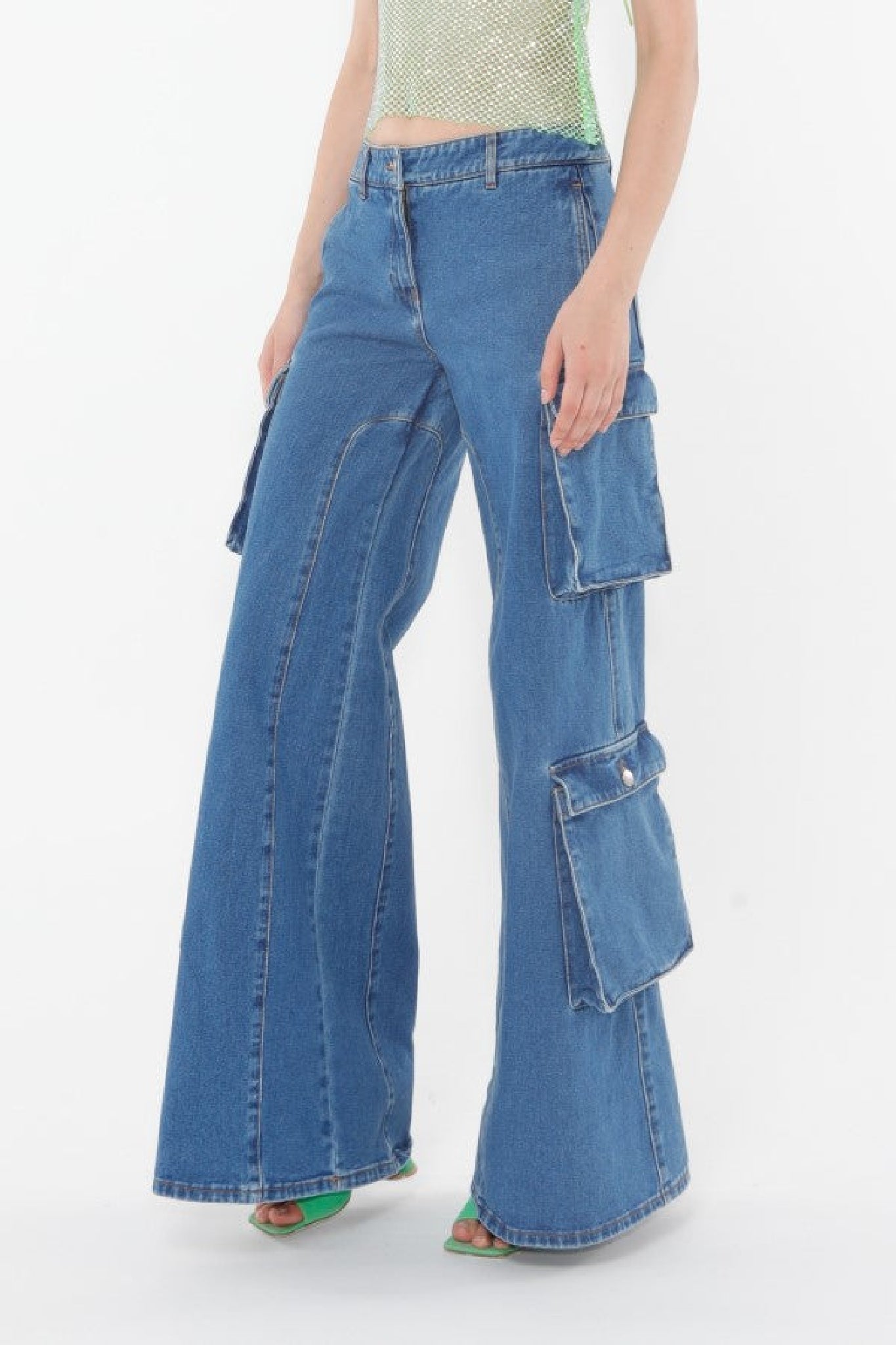 Pantalon cargo - Light Blue Denim