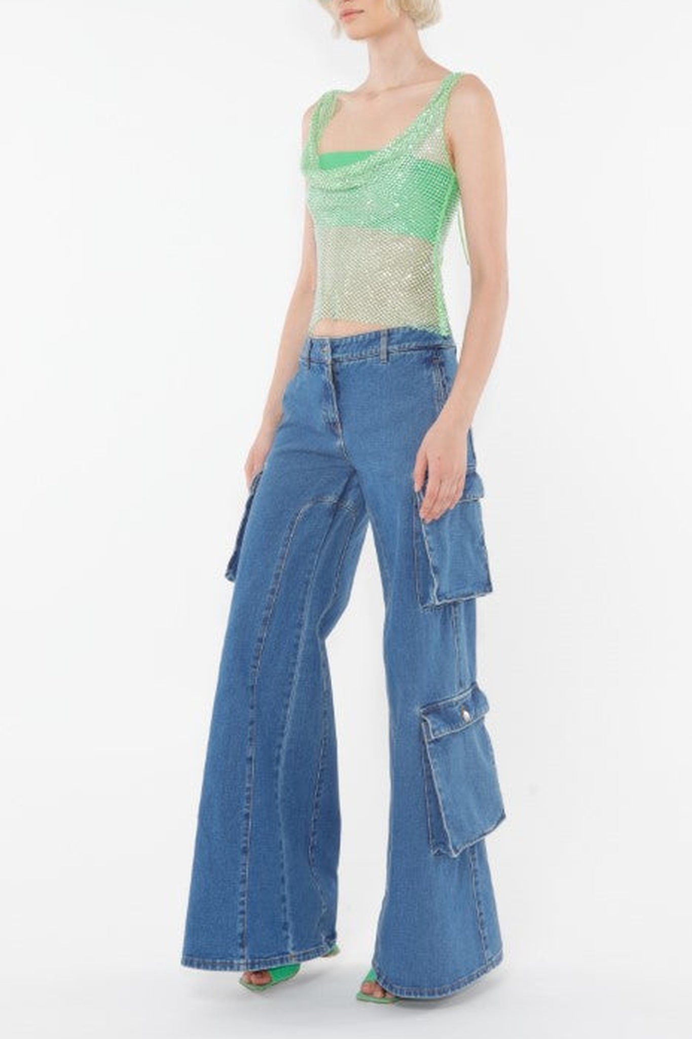 Pantalon cargo - Light Blue Denim