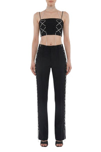 Pantalon droit à lacets scintillants - Black
