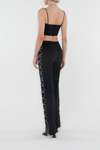 Pantalon droit à lacets scintillants - Black