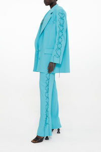 Pantalon droit à lacets scintillants - Blue Zircon