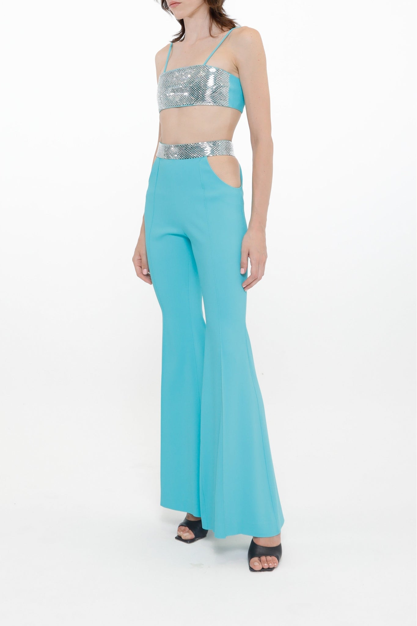 Pantalon flare ajouré - Blue Zircon
