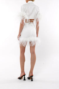 Jupe courte à plumes - White