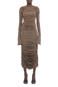 Jupe midi froncé - Light Brown