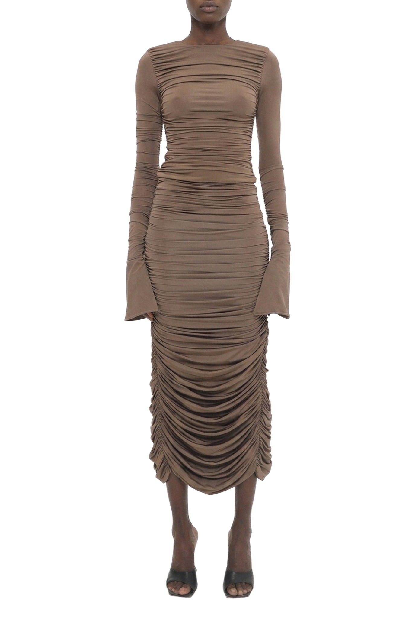 Jupe midi froncé - Light Brown
