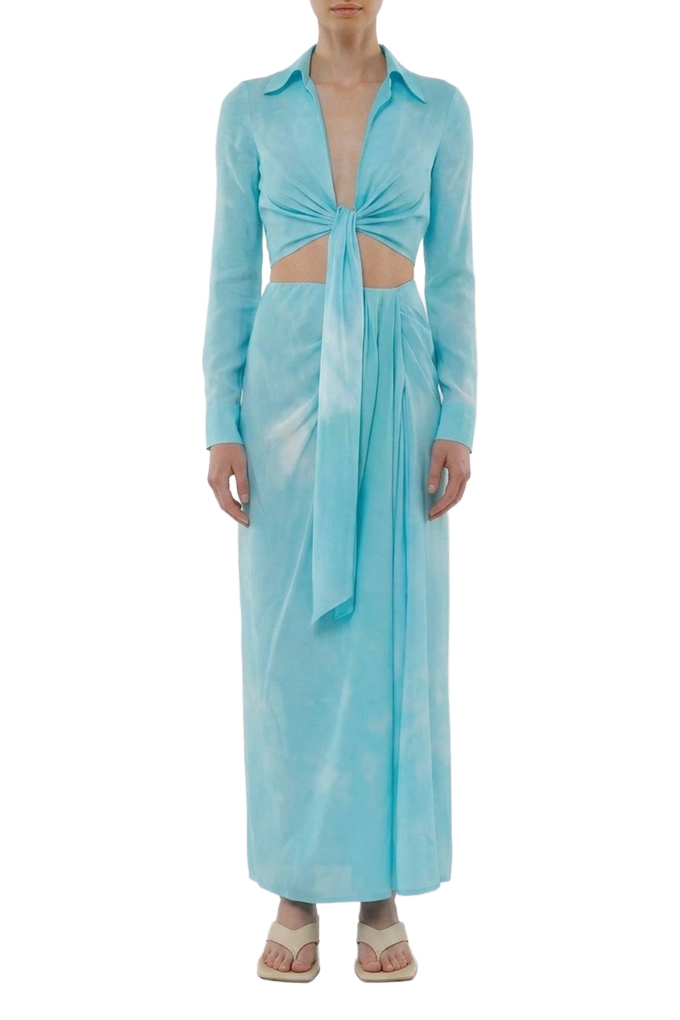 Chemise courte tie-dye - Tie Dye Blue Zircon