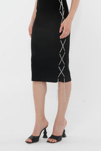 Black // Mercerized cotton midi skirt