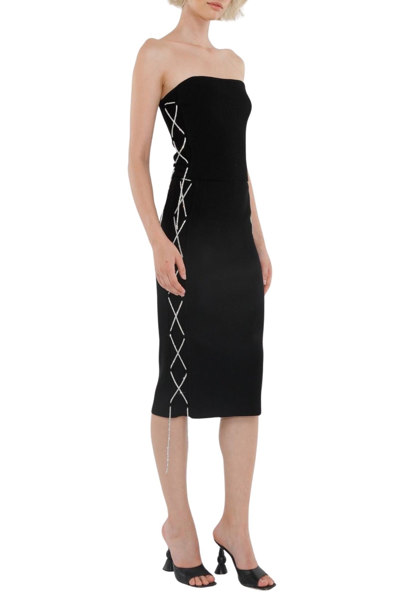 Black // Mercerized cotton midi skirt