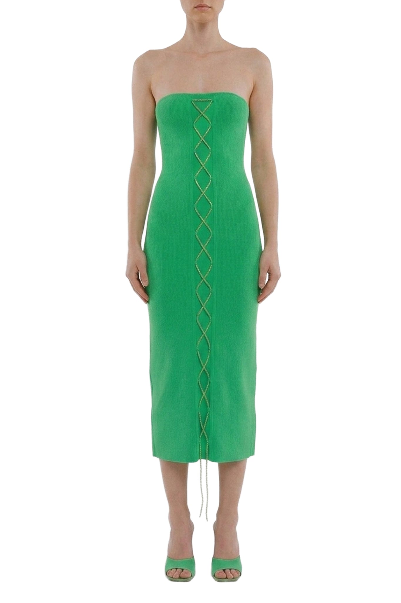 Robe midi fendue à détails scintillant - Shoking Green