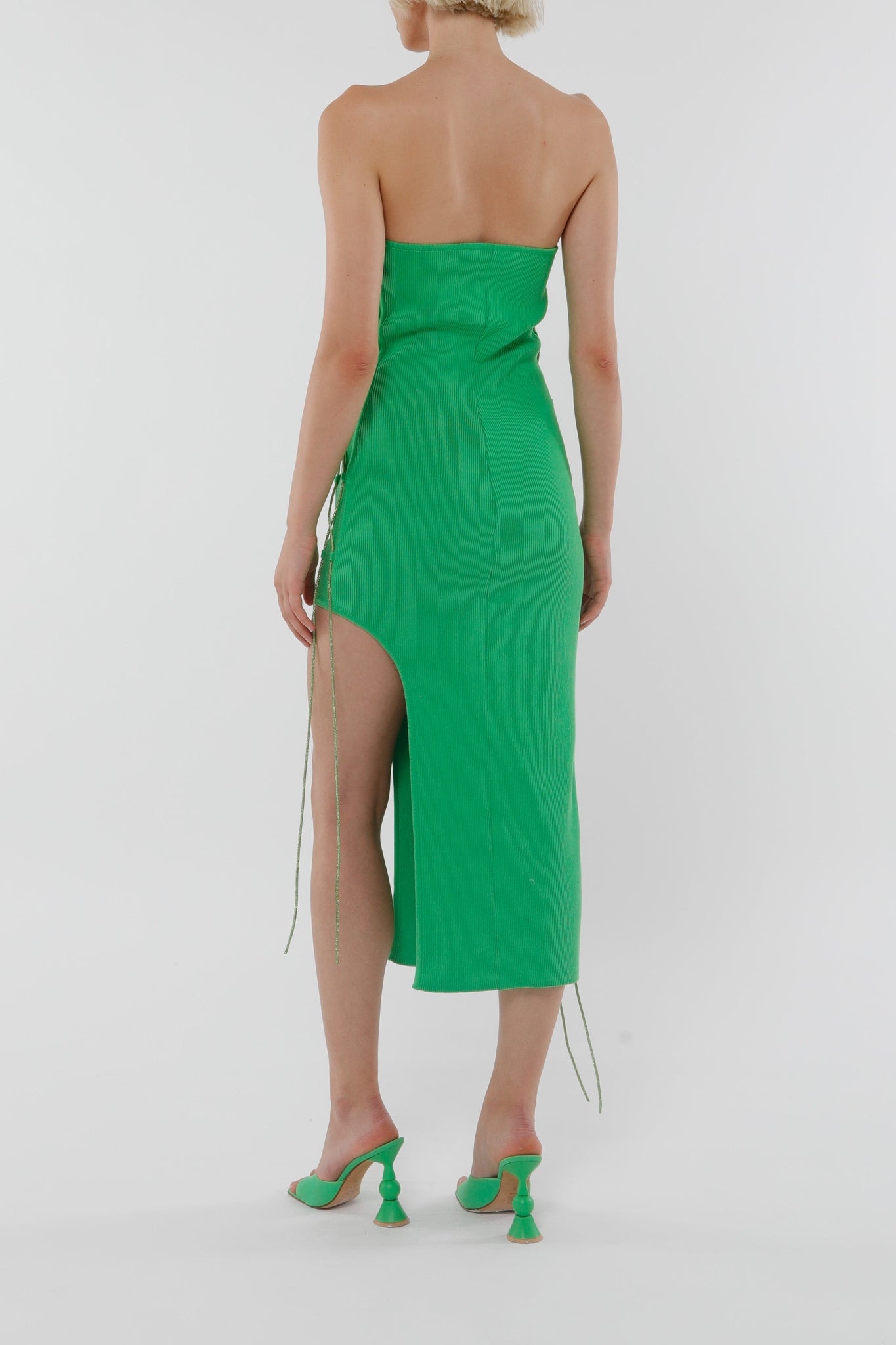 Robe midi fendue à détails scintillant - Shoking Green
