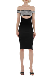 Black // Viscose stretch-knit midi dress