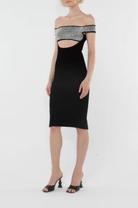 Black // Viscose stretch-knit midi dress