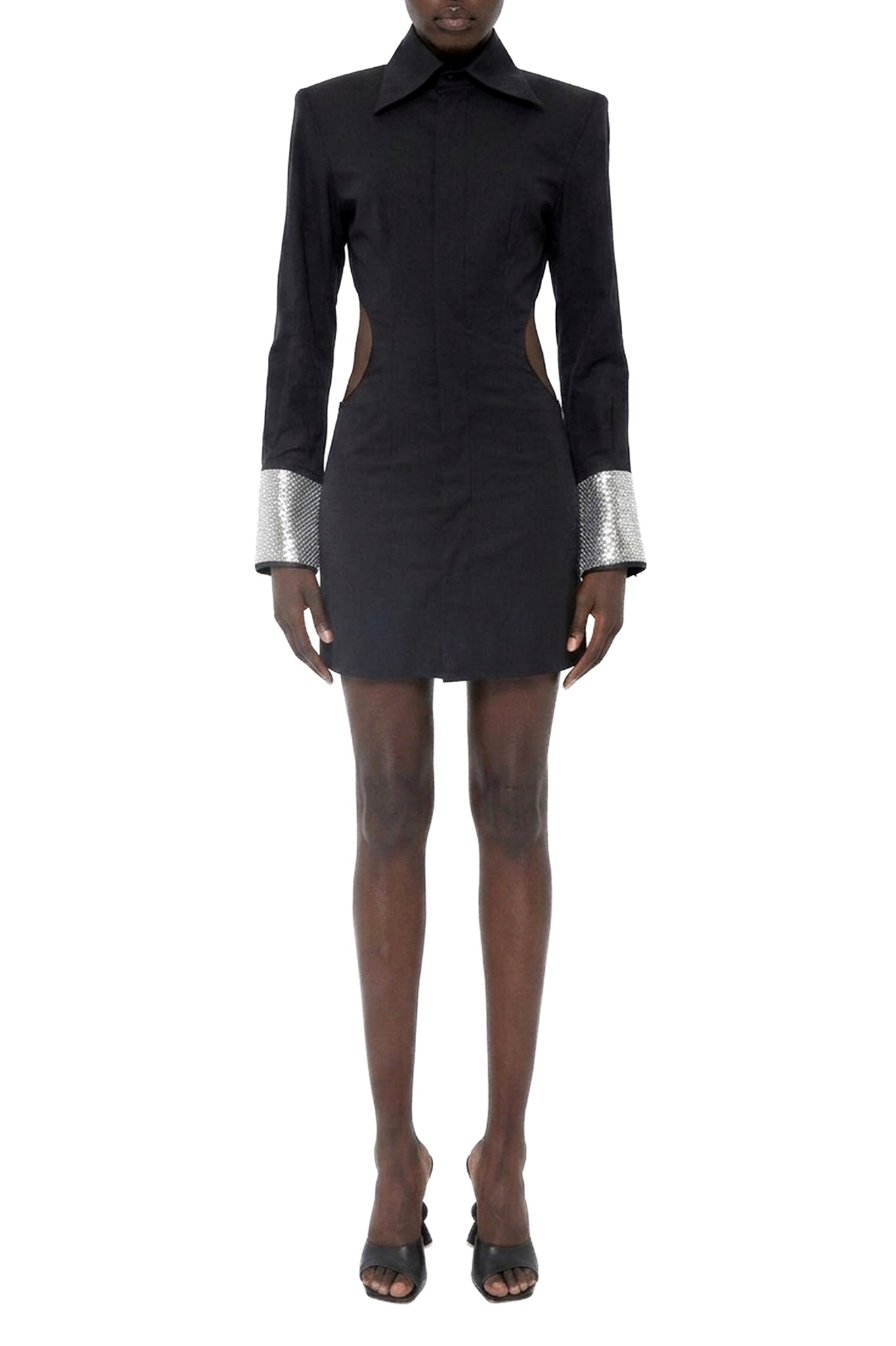 Robe chemise ajourée - Black