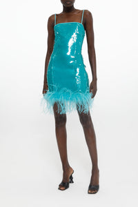 Blue Zircon // Transparent sequins mini dress