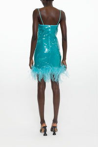 Blue Zircon // Transparent sequins mini dress